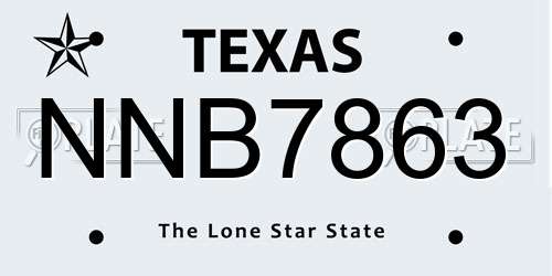 NNB7863 Texas License Plate