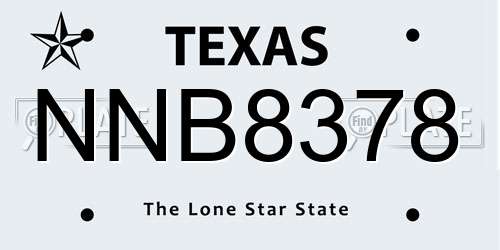 NNB8378 Texas License Plate