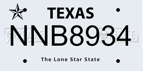 NNB8934 Texas License Plate