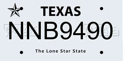 NNB9490 Texas License Plate