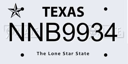 NNB9934 Texas License Plate