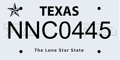 NNC0445 Texas License Plate