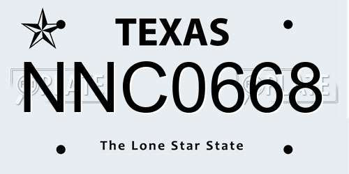 NNC0668 Texas License Plate
