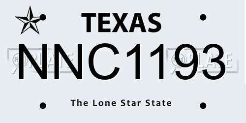 NNC1193 Texas License Plate