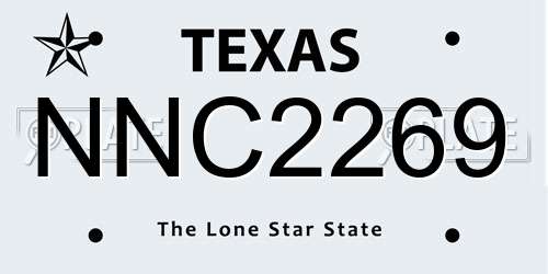 NNC2269 Texas License Plate