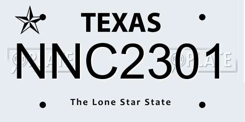 NNC2301 Texas License Plate
