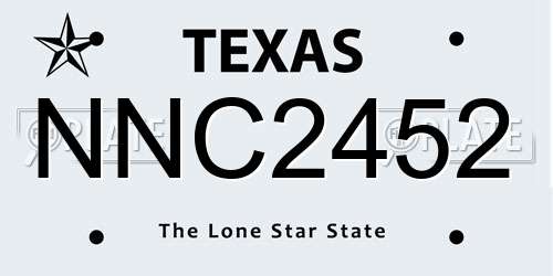 NNC2452 Texas License Plate