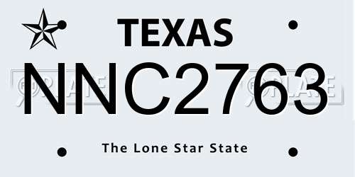 NNC2763 Texas License Plate