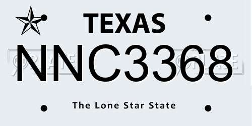 NNC3368 Texas License Plate