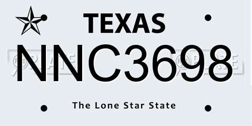NNC3698 Texas License Plate
