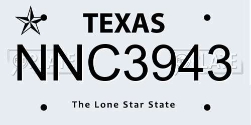 NNC3943 Texas License Plate