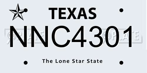 NNC4301 Texas License Plate
