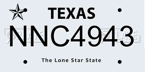 NNC4943 Texas License Plate