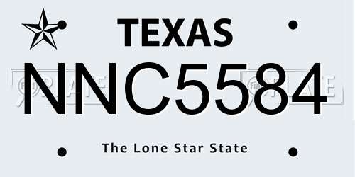 NNC5584 Texas License Plate