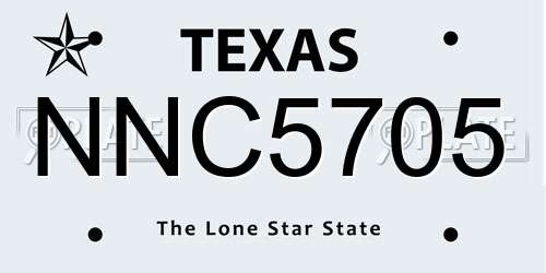 NNC5705 Texas License Plate