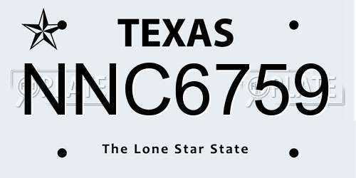 NNC6759 Texas License Plate