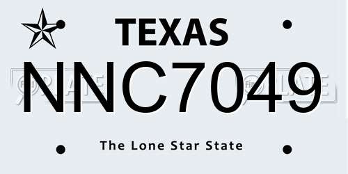 NNC7049 Texas License Plate