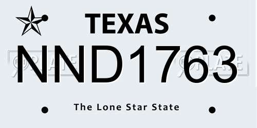 NND1763 Texas License Plate