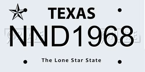 NND1968 Texas License Plate