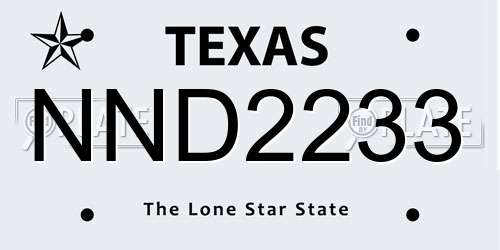 NND2233 Texas License Plate