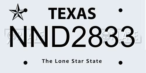 NND2833 Texas License Plate
