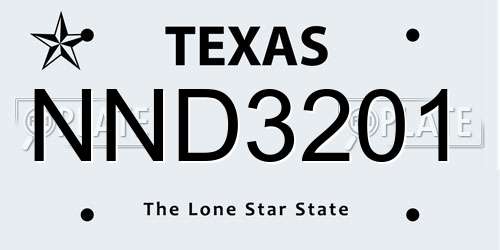 NND3201 Texas License Plate