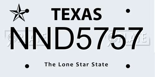 NND5757 Texas License Plate