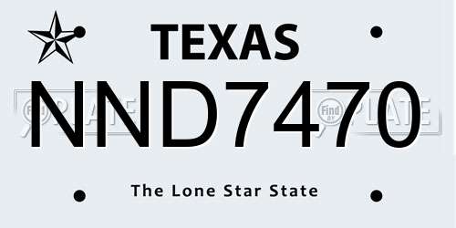 NND7470 Texas License Plate