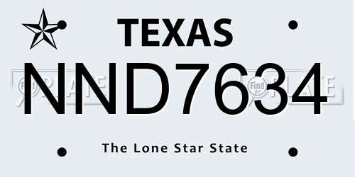 NND7634 Texas License Plate
