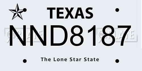 NND8187 Texas License Plate