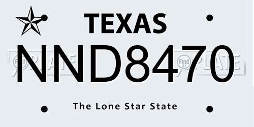 NND8470 Texas License Plate