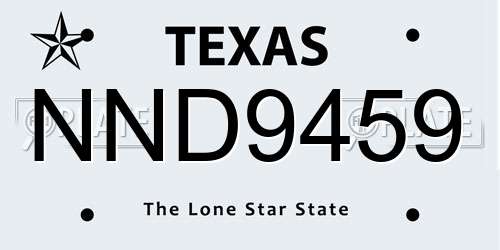 NND9459 Texas License Plate