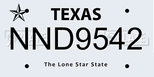 NND9542 Texas License Plate