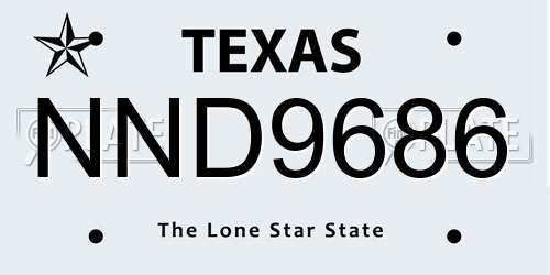 NND9686 Texas License Plate