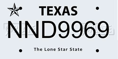 NND9969 Texas License Plate
