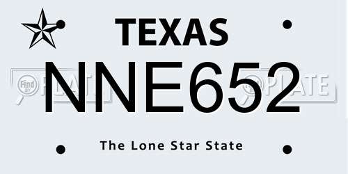 NNE652 Texas License Plate