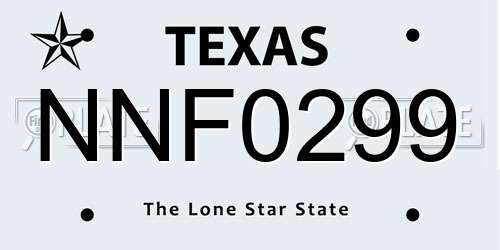 NNF0299 Texas License Plate