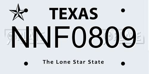 NNF0809 Texas License Plate