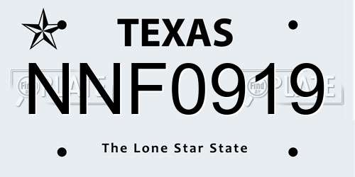 NNF0919 Texas License Plate