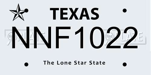 NNF1022 Texas License Plate