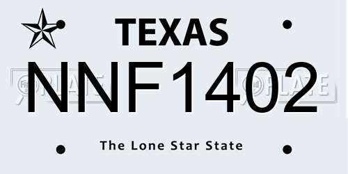 NNF1402 Texas License Plate