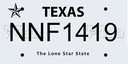 NNF1419 Texas License Plate