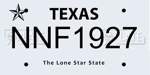 NNF1927 Texas License Plate