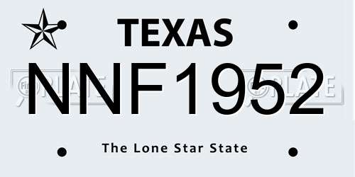 NNF1952 Texas License Plate