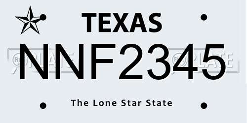 NNF2345 Texas License Plate