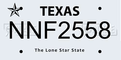 NNF2558 Texas License Plate