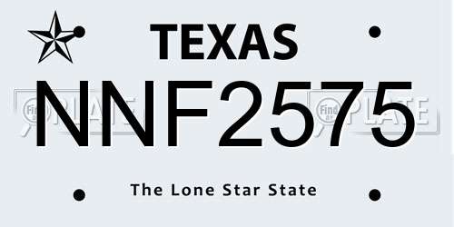 NNF2575 Texas License Plate