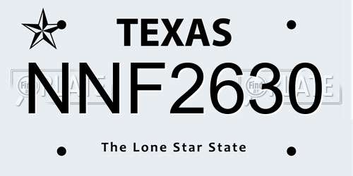 NNF2630 Texas License Plate