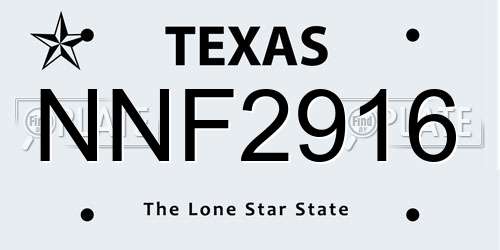 NNF2916 Texas License Plate