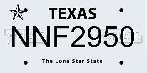 NNF2950 Texas License Plate